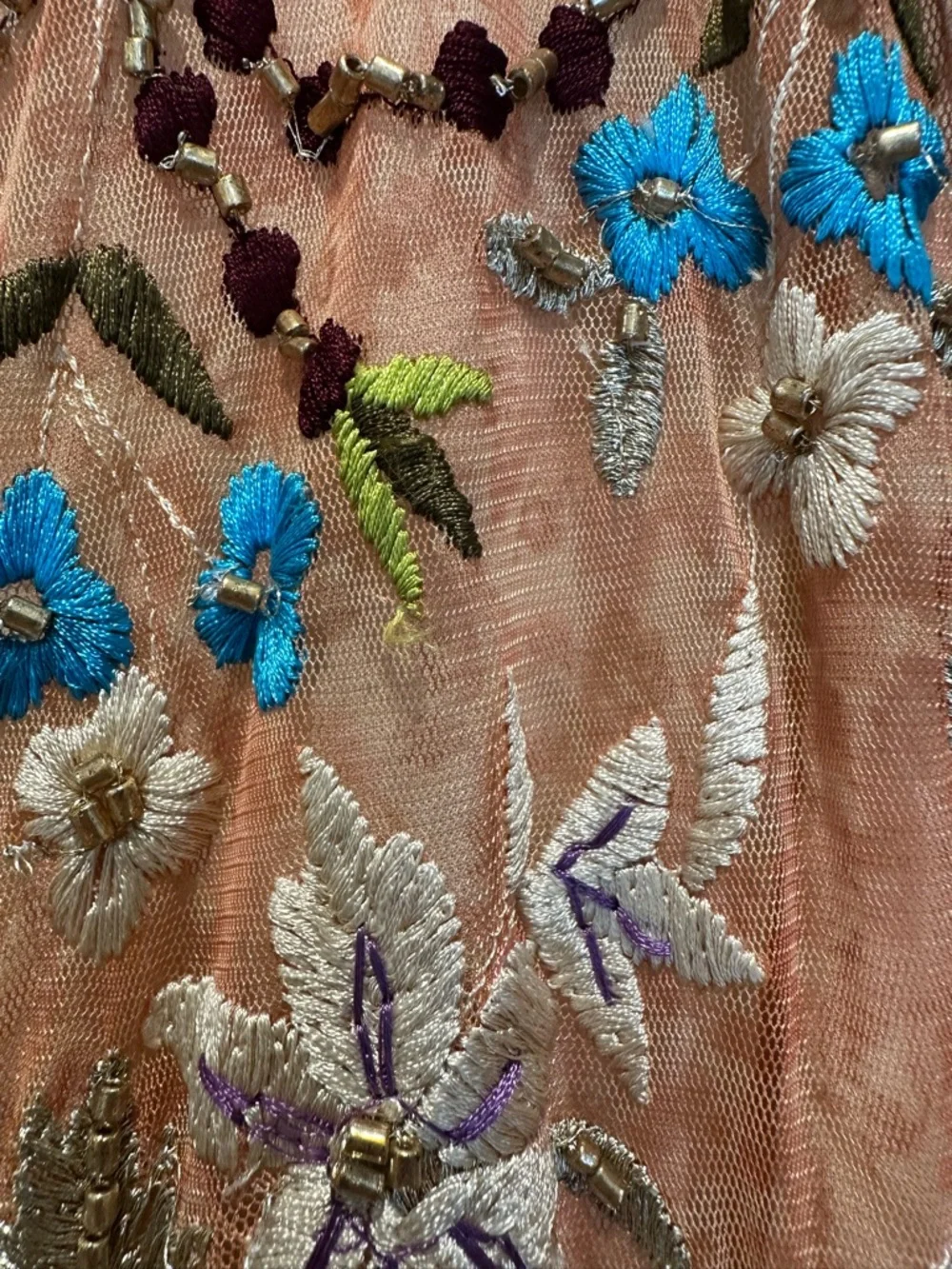 EXQUISITE Free People Peach Embroidered and beaded Maxi Dress - Picture 7 of 14